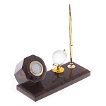 Настольный письменный набор с глобусом и ручкой из натурального обсидиана World Globe варинант исполнения - 2 | Loft Concept в Костроме