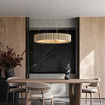 Люстра круглая из толстых деревянных реек Natural Style варинант исполнения - 4 | Loft Concept в Костроме