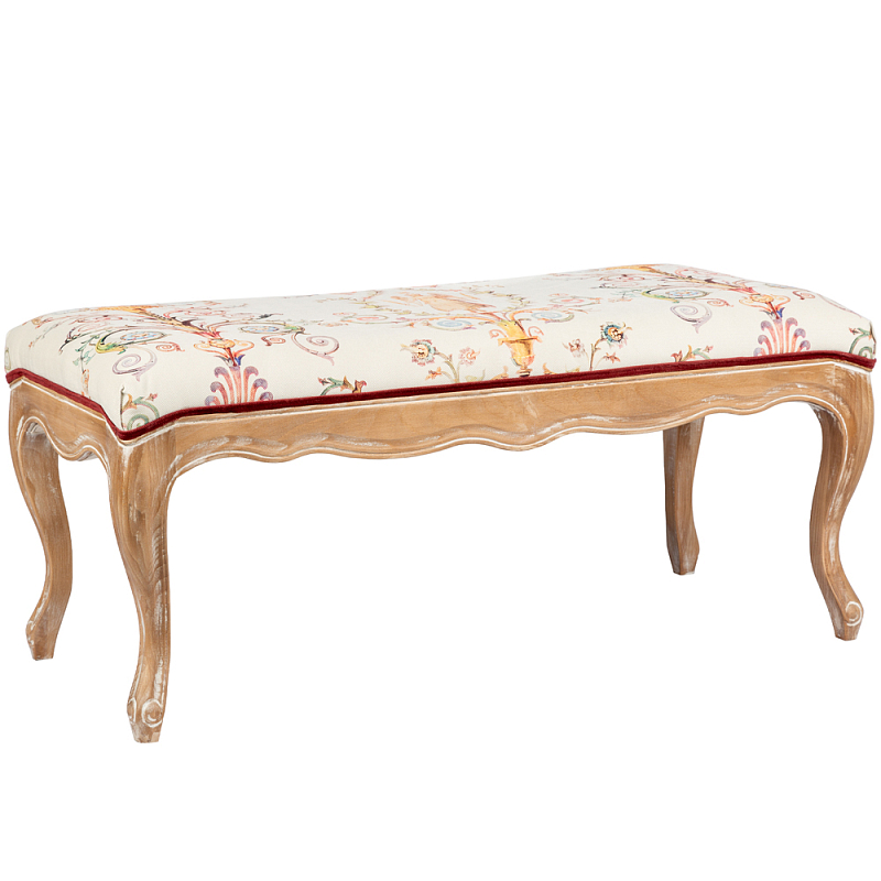 Банкетка из массива бука бежевая с растительным орнаментом Raffael Beige Floral Banquette Бежевый Мульти Светлый дуб Банкетка из массива бука бежевая с растительным орнаментом Raffael Beige Floral Banquette Бежевый Мульти Светлый дуб в Костроме | Loft Concept