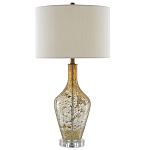 Настольная лампа с тканевым абажуром в форме цилиндра Thin Neck варинант исполнения - 2 | Loft Concept в Костроме