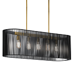 Люстра подвесная овальной формы с металлическим решетчатым абажуром матово-черного цвета и 5 лампами Kichler варинант исполнения - 1 | Loft Concept в Костроме