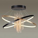 Люстра подвесная с 2-мя пересекающимися круглыми подвесами в черном и золотистом цвете и вертикальными подвесками Ring Horizontal варинант исполнения - 2 | Loft Concept в Костроме