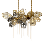 Люстра подвесная с 22-мя гранёными стеклянными плафонами с вертикальными подвесками Gilded Mirage  варинант исполнения - 7 | Loft Concept в Костроме