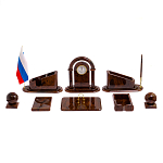 Настольный письменный набор с часами из природного камня обсидиана  Contract Extended варинант исполнения - 1 | Loft Concept в Костроме