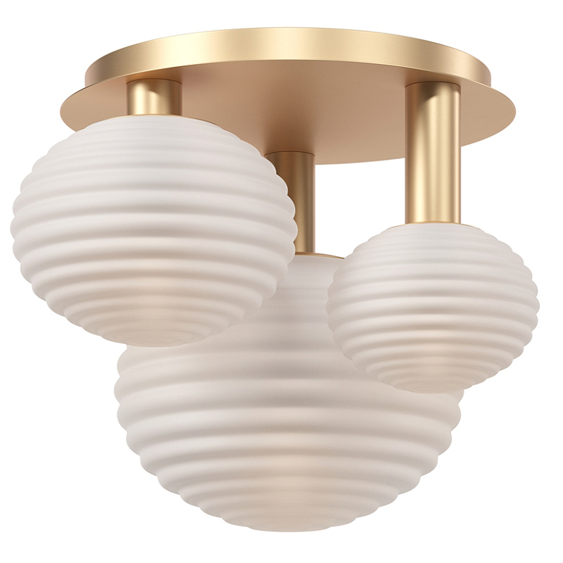 Потолочный светильник Triple ribbed base Золотой Потолочный светильник Triple ribbed base Золотой в Костроме | Loft Concept
