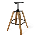 Барный стул со спинкой и подлокотниками на 4-х коричневых деревянных ножках Бежевый Велюр Ava Charm варинант исполнения - 6 | Loft Concept в Костроме