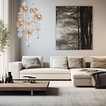 Люстра с плафонами из прозрачного и янтарного стекла в виде шаров и ромбов Gabriel Scott Luna варинант исполнения - 12 | Loft Concept в Костроме