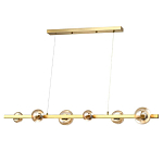 Люстра светодиодная линейная с 6-ю круглыми плафонами коньячного цвета Iona Chandelier Brass  варинант исполнения - 1 | Loft Concept в Костроме