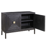 Тумба черная из дерева двухдверная Geometric Double Door Nightstand варинант исполнения - 1 | Loft Concept в Костроме