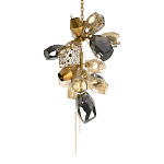 Люстра подвесная вытянутой формы с плафонами из стекла и металла с тремя вертикальными подвесками Gilded Mirage  варинант исполнения - 4 | Loft Concept в Костроме