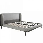 Кровать двуспальная серая с мягким изголовьем из экокожи и ткани Modern Look варинант исполнения - 2 | Loft Concept в Костроме