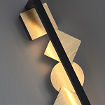 Бра вертикальное черного цвета с золотыми кругами и квадратами Gravyura варинант исполнения - 2 | Loft Concept в Костроме