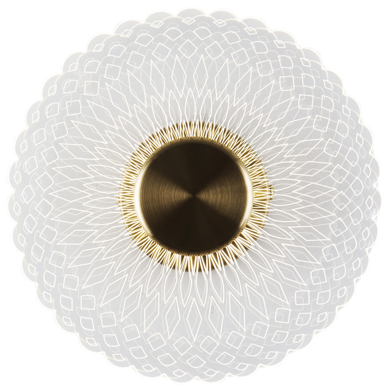 Бра в форме диска Loggia White Patterns Acrylic Wall Lamp Глянцевое золото Прозрачный в Костроме | Loft Concept 