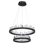 Люстра с двумя кольцами черного цвета с хрустальными элементами QUARTZ CRYSTAL варинант исполнения - 2 | Loft Concept в Костроме