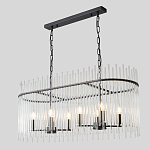 Люстра подвесная овальная со стеклянными прозрачными трубками и металлическим каркасом черного цвета Nembus варинант исполнения - 5 | Loft Concept в Костроме