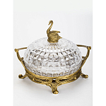 Конфетница из прозрачного рельефного стекла с ручкой и фигуркой лебедя Eden Garden варинант исполнения - 2 | Loft Concept в Костроме