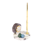 Часы настольные с шариковой металлической ручкой из натурального камня Stone Clock варинант исполнения - 2 | Loft Concept в Костроме