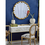 Зеркало круглое в фактурной золотистой раме из металла Mirror Golden Placer варинант исполнения - 2 | Loft Concept в Костроме