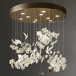 Люстра каскадная с белыми цветами и птицами Takeoff варинант исполнения - 1 | Loft Concept в Костроме