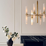 Люстра золотая с 16-ю тонкими цилиндрическими плафонами Shoulders варинант исполнения - 3 | Loft Concept в Костроме