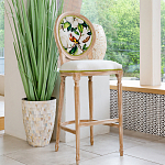 Барный стул золотистый из натурального бука с изображением птицы и цветов Blooming Birds варинант исполнения - 2 | Loft Concept в Костроме