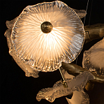 Люстра подвесная круглая с ветвистыми бронзовыми элементами и стеклянными рифлеными дисками Textured Glass Chandelier варинант исполнения - 5 | Loft Concept в Костроме