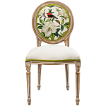 Стул бежевый из натурального бука с изображением птиц и цветов Blooming Red Birds варинант исполнения - 1 | Loft Concept в Костроме