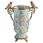 Ваза с двумя птичками из фарфора с бронзовыми элементами Garden of Eden варинант исполнения - 1 | Loft Concept в Костроме