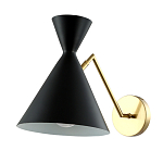 Бра черного цвета с конусообразным плафоном на золотом основании Loft Metal варинант исполнения - 1 | Loft Concept в Костроме
