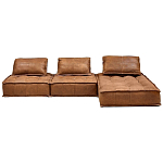 Модульное коричневое кожаное кресло Caron Leather Armchair варинант исполнения - 5 | Loft Concept в Костроме