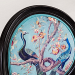 Полукресло из массива бука бирюзовое с изображением птиц и цветов Turquoise Chinoiserie Garden Chair варинант исполнения - 5 | Loft Concept в Костроме