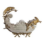 Чаша для фруктов из фарфора бронзовыми фигурками леопардов Eden Garden варинант исполнения - 3 | Loft Concept в Костроме