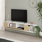 ТВ-тумба подвесная белая с полкой и откидной дверцей цвета древесины TONE TV STAND WHITE варинант исполнения - 3 | Loft Concept в Костроме