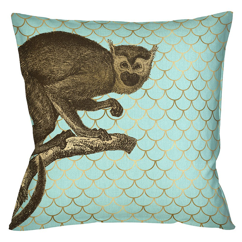 Подушка Safari light blue monkey Бирюзовый Глянцевое золото Подушка Safari light blue monkey Бирюзовый Глянцевое золото в Костроме | Loft Concept