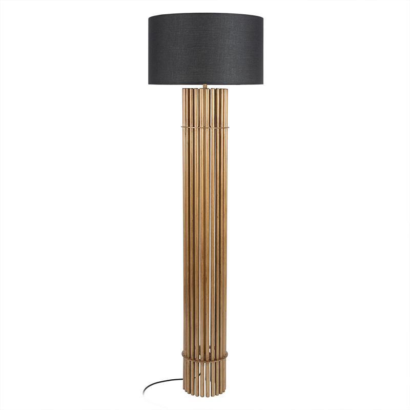 Торшер с металлическим золотым трубчатым основанием Fulgurite Золотой Черный в Костроме | Loft Concept 