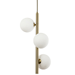 Подвесной светильник с 3-мя сферическими плафонами из матового стекла Pearls Suspension Brass Tube Hanging Lamp варинант исполнения - 1 | Loft Concept в Костроме