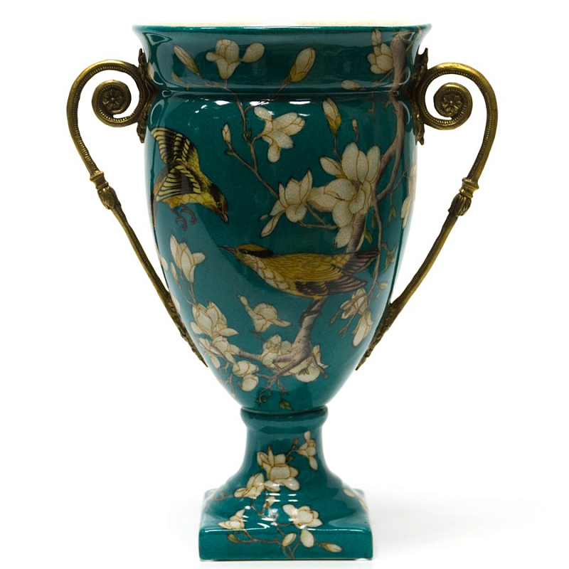 Фарфоровая ваза Porcelain Turquoise Cup Бирюзовый Бронза Фарфоровая ваза Porcelain Turquoise Cup Бирюзовый Бронза в Костроме | Loft Concept