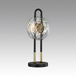 Настольная лампа черного цвета с круглым прозрачным стеклянным плафоном Virelia  варинант исполнения - 3 | Loft Concept в Костроме