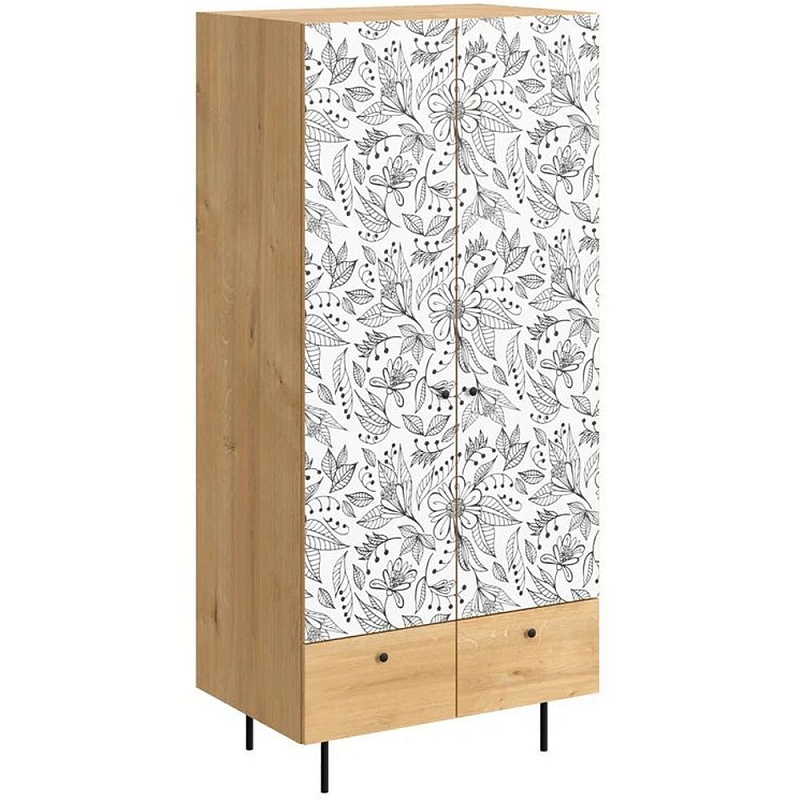 Шкаф с принтом Floral notes С принтом, робиния брэнсон Черный Белый Шкаф с принтом Floral notes С принтом, робиния брэнсон Черный Белый в Костроме | Loft Concept