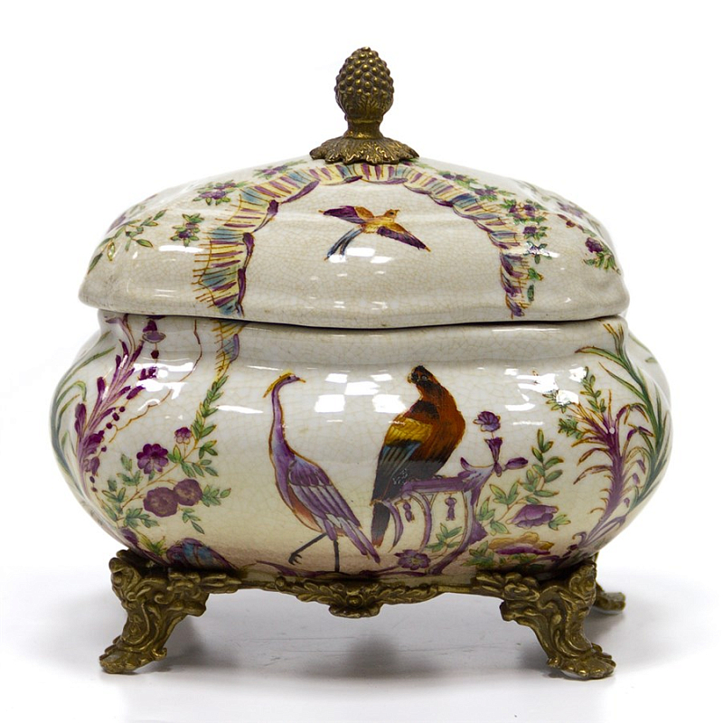 Шкатулка Box Heron and Parrot Бежевый Бронза Шкатулка Box Heron and Parrot Бежевый Бронза в Костроме | Loft Concept