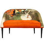 Диван двухместный из натурального бука оранжевый с цветным принтом Impressionism in Art варинант исполнения - 1 | Loft Concept в Костроме