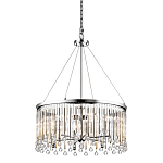 Люстра круглая цвета хром с вертикальными стеклянными трубками и круглыми подвесками Kichler варинант исполнения - 1 | Loft Concept в Костроме