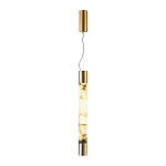 Подвесной светильник цилиндрической формы с плафоном из алебастра и металлическими торцами Латунь 60 см Cryptocrystalline Stone варинант исполнения - 2 | Loft Concept в Костроме