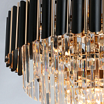 Люстра из черного металла с многоярусными подвесками из прозрачного хрусталя на золотой цепи Empire Black Chandelier Crystal варинант исполнения - 6 | Loft Concept в Костроме