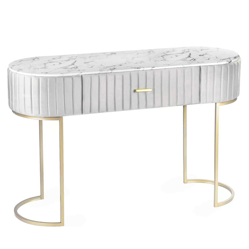 Консоль овальная на золотистых фигруных ножках Wall Console Белый Золотой в Костроме | Loft Concept 