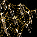 Люстра подвесная с изогнутым металлическим каркасом и множеством хрустальных подвесок Золото Диаметр 80 см Quasar варинант исполнения - 1 | Loft Concept в Костроме