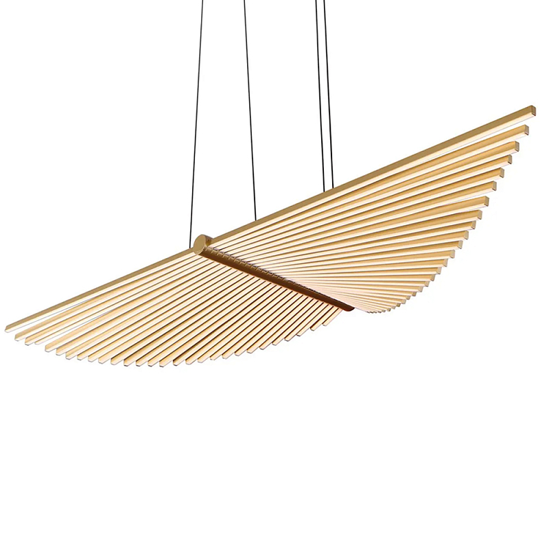 Люстра в виде распахнутых крыльев из тонких металлических планок Flight of Freedom Черный Золотой в Костроме | Loft Concept 