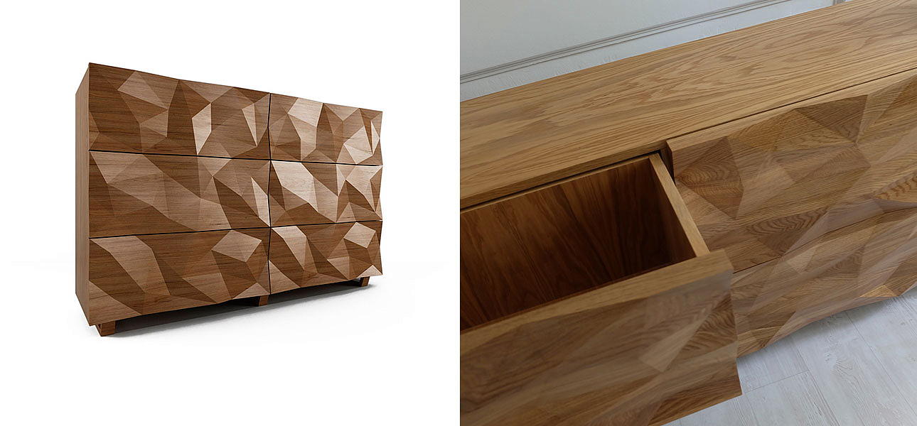 Комод с большими угловыми фигурами, 3 уровня Geometric Greece Комод с большими угловыми фигурами, 3 уровня Geometric Greece - Loft-Concept в Костроме