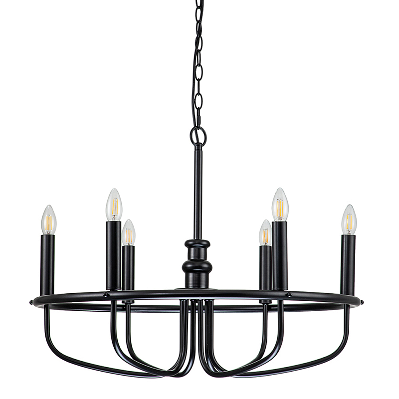 Люстра круглая с 6-ю лампами Kichler Латунь Черный Никель в Костроме | Loft Concept 