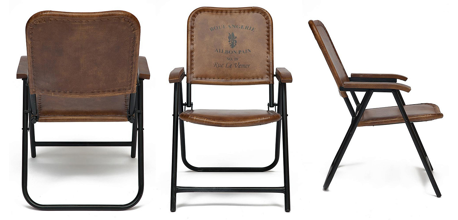 Складной кожаный стул Industrial Folding buffalo leather chair Складной кожаный стул Industrial Folding buffalo leather chair - Loft-Concept в Костроме